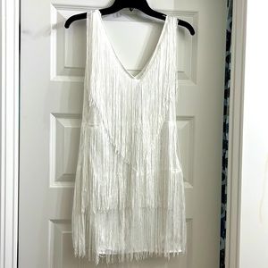 White fringe sparkle dress
